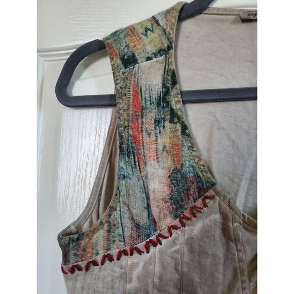 Angels Never Die Boho Ethnic Peasant Linen Blend Sleeveless Dress, Size Large - Picture 3 of 11